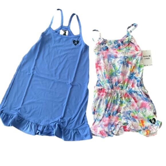 Hurley Other - Hurley Girls Dress & Romper Blue Floral Size Small NWT